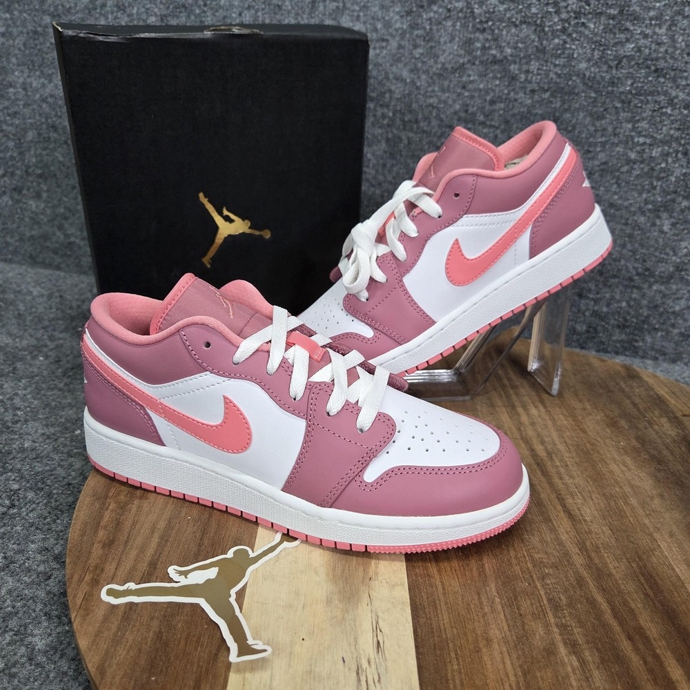 Nike Air Jordan 1 Low Shoes Youth Size 5Y GS Desert Berry Coral Chalk 553560-616